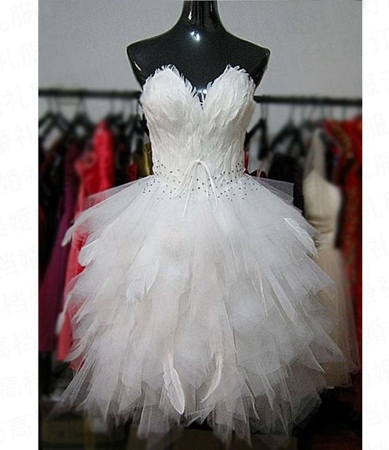 short feather prom dress