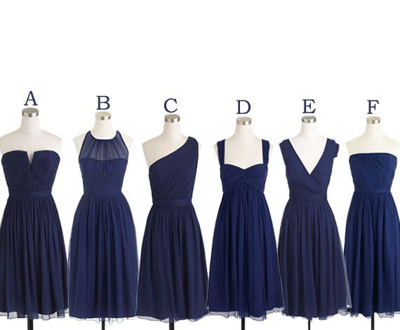 Short Bridesmaid Dresses Navy Blue Chiffon Dress Mismatch Short Bridesmaid Dresses Navy Blue Chiffon Dress Mismatch Maid Of Honor S Group In Knee Length Simple Prom