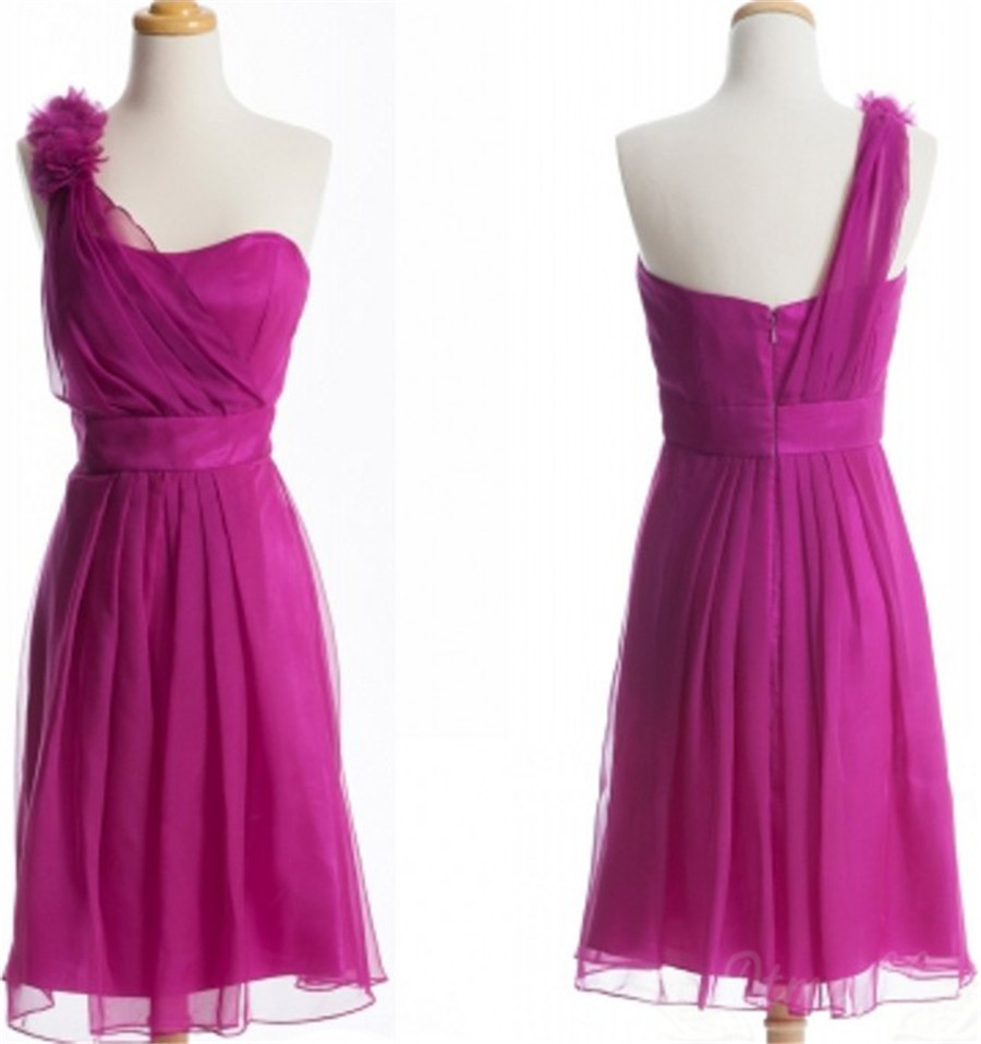 One Shoulder Short Purple Prom Dress