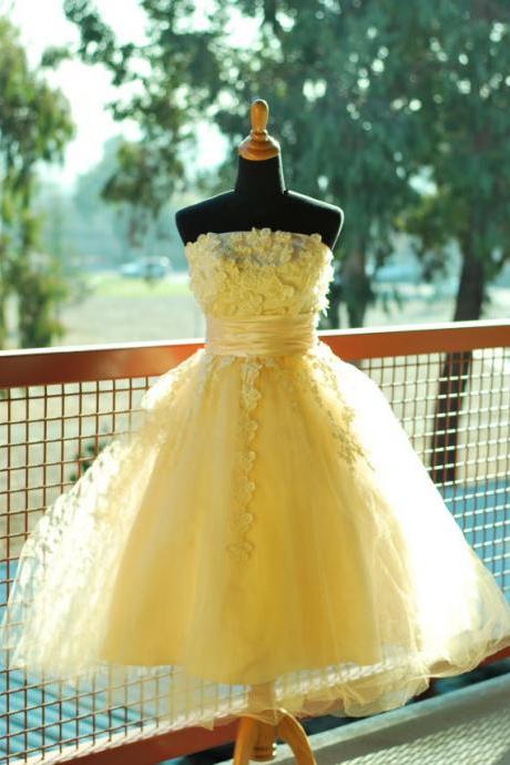 Grandiose Ball Gown Formal Dresses Luulla Handmade Cute Yellow Ball Gown Prom Dress With Lique Dresses
